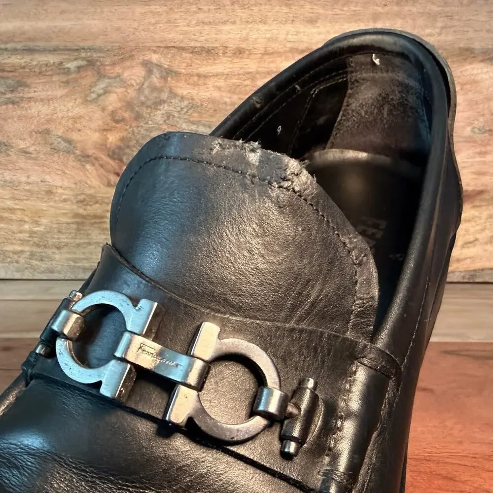 SALVATORE FERRAGAMO Men's US 9 - D Gancini Horsebit Master Black Leather Loafer